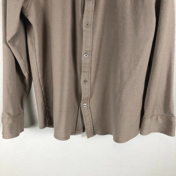 steve & Barrys Shirt Beige Textured Button Up Comfort Soft Size Large - Picture 4 of 11